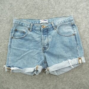 One Teaspoon Denim Shorts Womens 26 Blue Distressed Cut Off Button Fly
